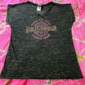 Harley-Davidson Black and Gold Women's Blouse
